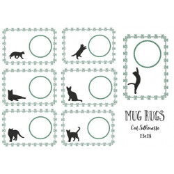 ITH Mug Rugs - Cat Silhouette